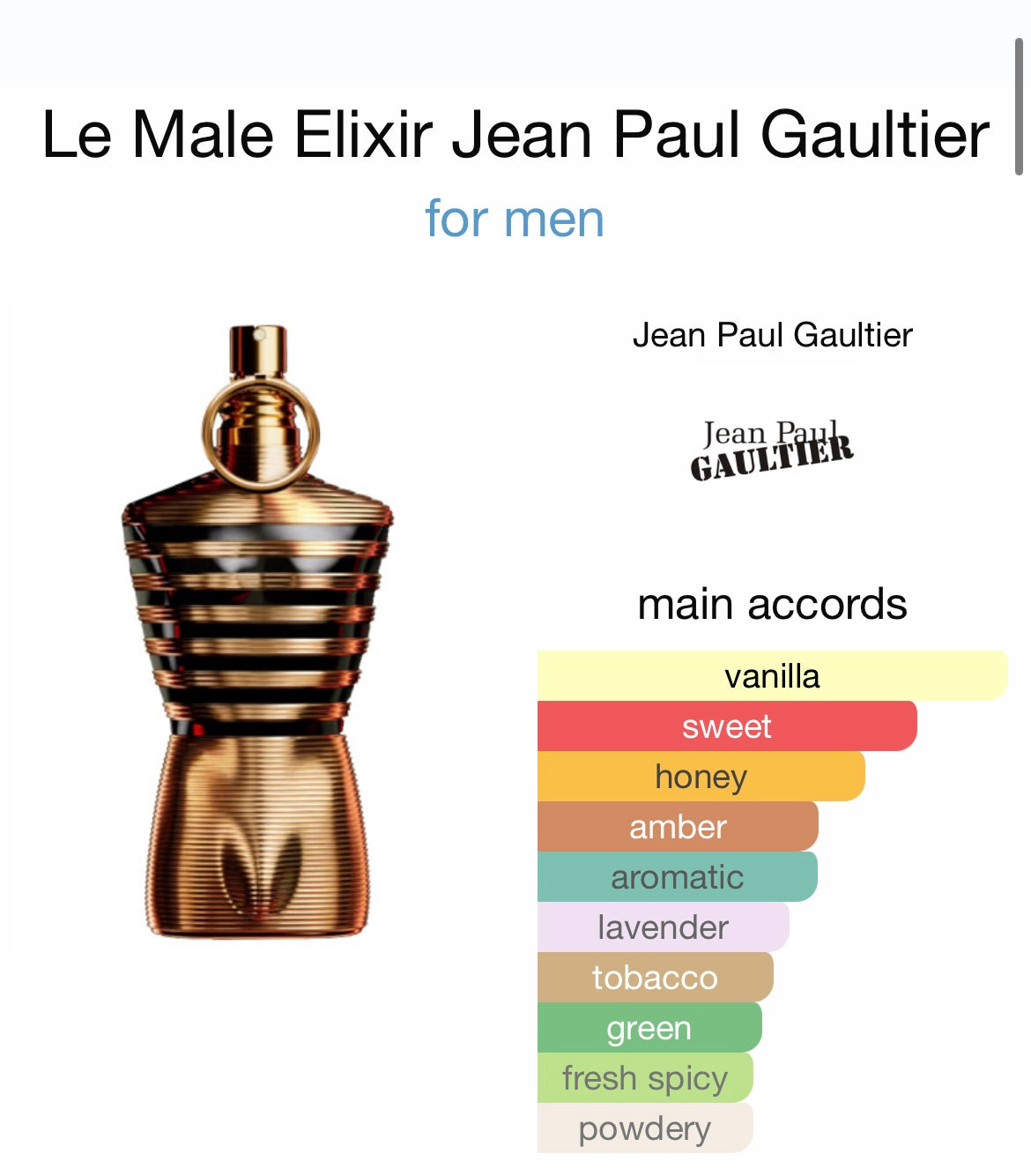 Le Male Elixir by Jean Paul Gaultier