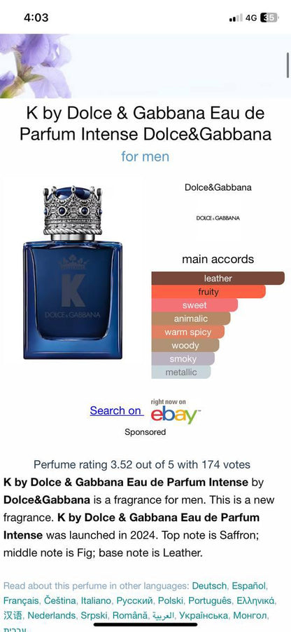 D&G K EDP Intense