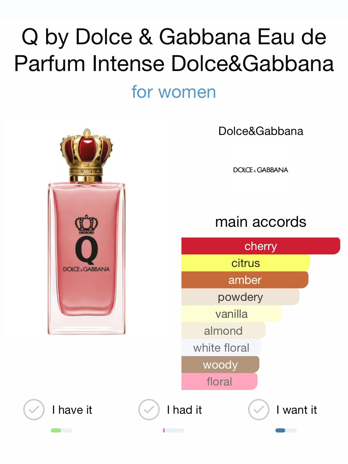 Q by Dolce & Gabbana Eau de Parfum Intense